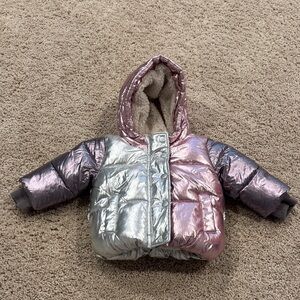 GAP Sherpa lined Metallic Pink and Silver Baby Jacket
